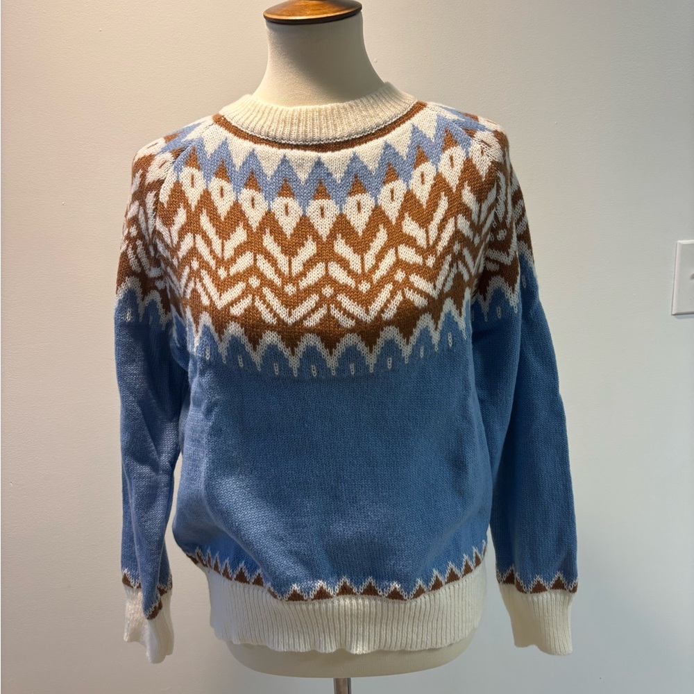 Elegant Blue and Brown Women's Sweater